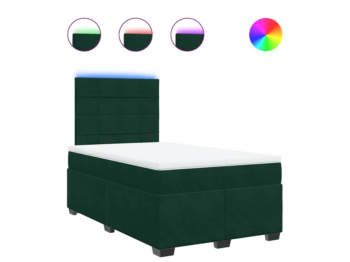 Cama Boxspring com Colchão Veludo Verde Escuro MAISON EXCLUSIVE (120x200 cm)