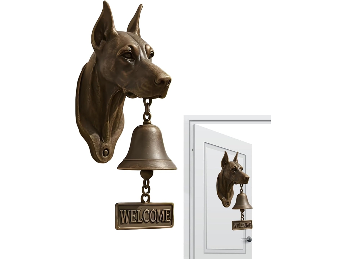 Campainha Rústica para Exterior em Forma de Cabeça de Cachorro CHABERLU