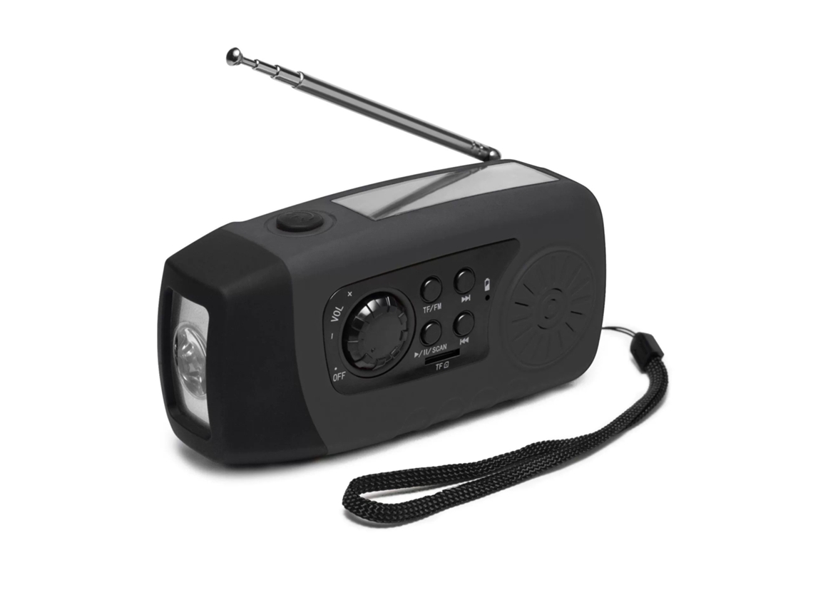 Rádio com Célula Solar 2000mah Gerador Manual Lanterna Laranja AQUAFORGE