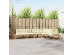 Vidaxl Conjunto De Sofás Para Exterior 6 Unid. Branco E Creme