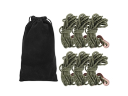 Conjunto de 6 Cordas Refletoras 4 M e 3 Mm para Barraca com Fivela Liga Alumínio, Camping Trilhas, Cor Verde Militar AQUAFORGE