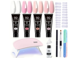 Kit De Extensão De Unhas Em Polygel Com 4 Cores E Lâmpada Para Unhass Compacta