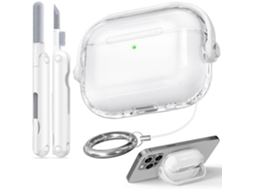 Capa Zruxe Para Airpods Pro 3 Transparente Com Suporte Para Telemovel E Kit De Limpeza (proteção Contra Quedas)