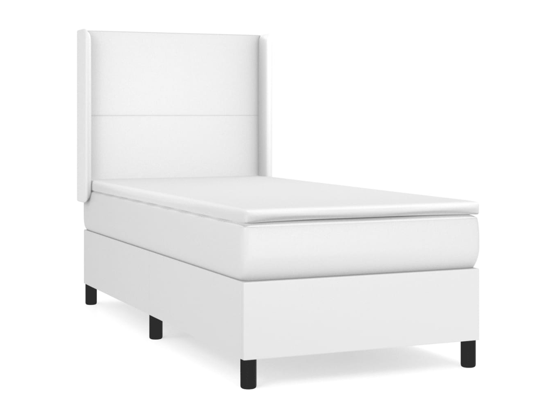 Cama com Molas Couro Artificial Branco MAISON EXCLUSIVE 100x200 cm