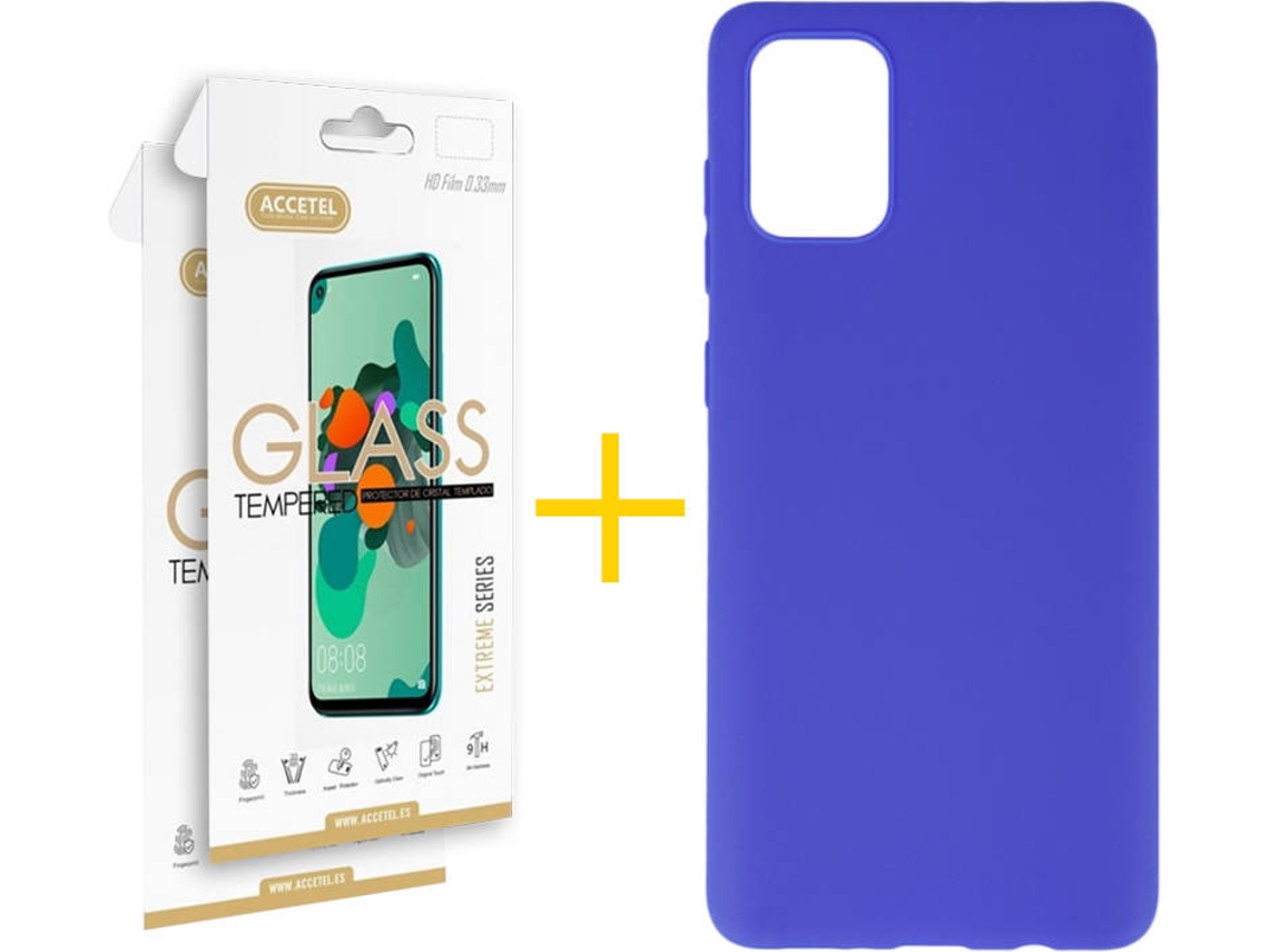 Kit Capa e 2 Películas Samsung Galaxy A71 5G ACCETEL Liso (Azul)