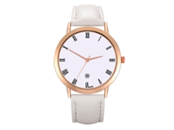 Relógio de Pulso Feminino Estiloso com Pulseira de Couro Quarts Branco