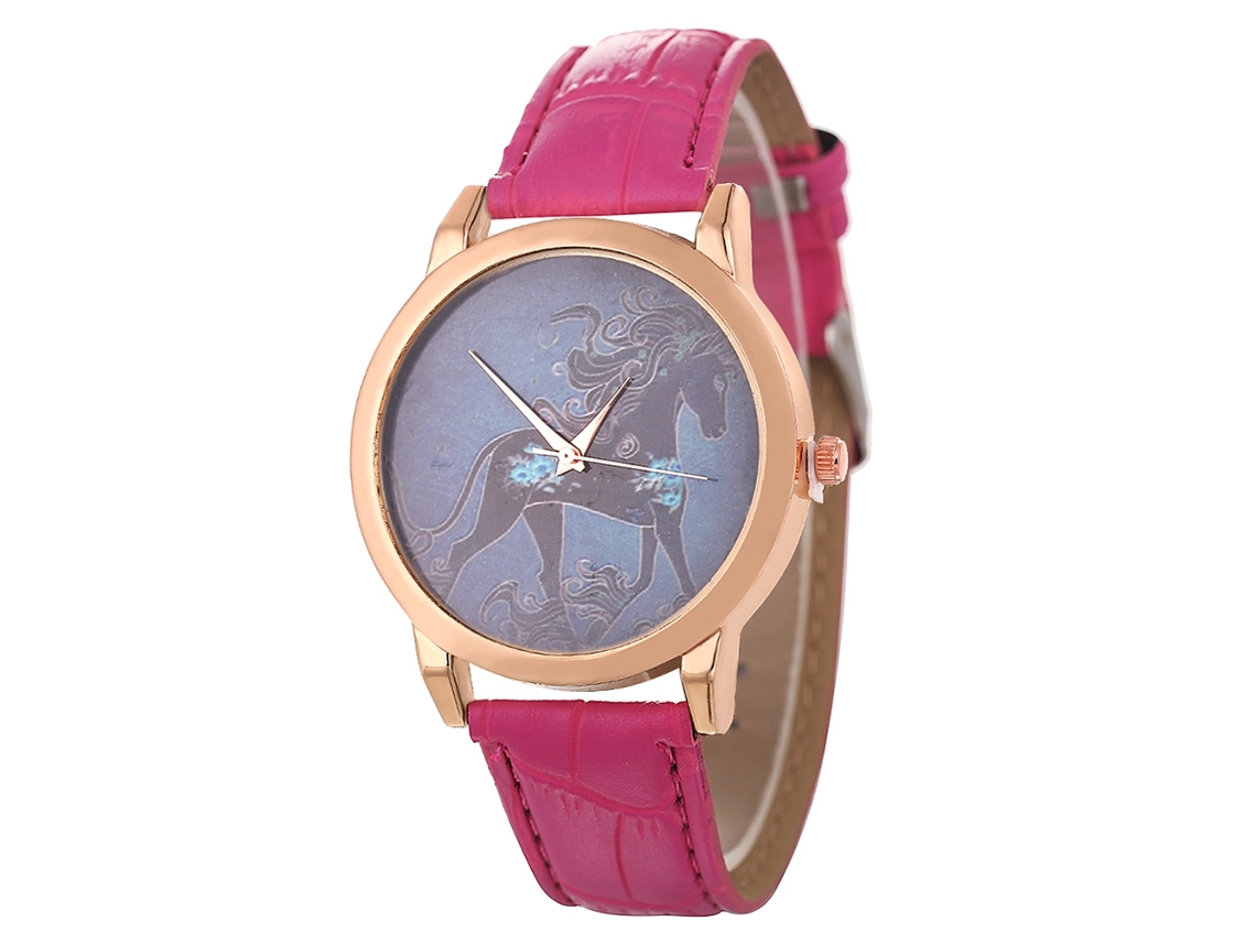 Reloj De Pulsera De Cuero Pu Unisex Pareja De Cuarzo Zhoulianfa Rojo Rosa