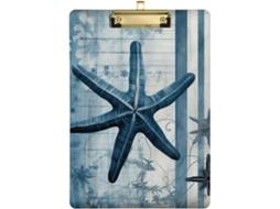 Pranchetas Retrô Náuticas Em Azul E Branco Com Prendedor Forma De Estrela Do Mar, Pranchetas De Acrílico Charmosas