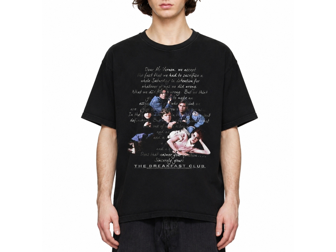 Rockinstone Breakfast Club Movie Letter Black Adult T-shirt Size:m
