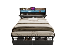 Cama Alta 140x200 com Prateleiras e Escrivaninha PAPRIKA