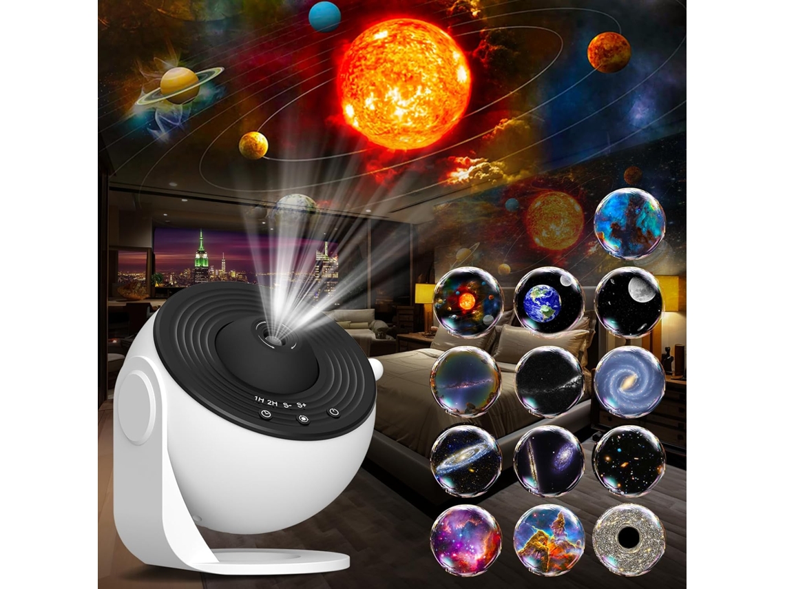 Projetor de Estrelas Galaxy 13em1, Planetário, Luz Rotativa 360°, Timer ZYBLSSBB