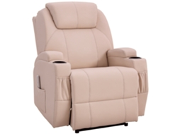 Cadeira de massagem de luxo encosto reclinável apoio elétrico para os pés revestimento em couro sintético | S/MARCA
