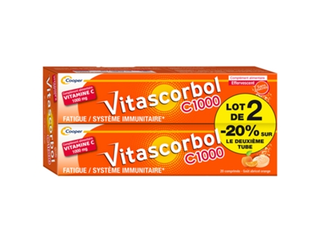 Recipiente Vitascorbol C1000 2 X 20 comprimidos efervescentes VITASCORBOL