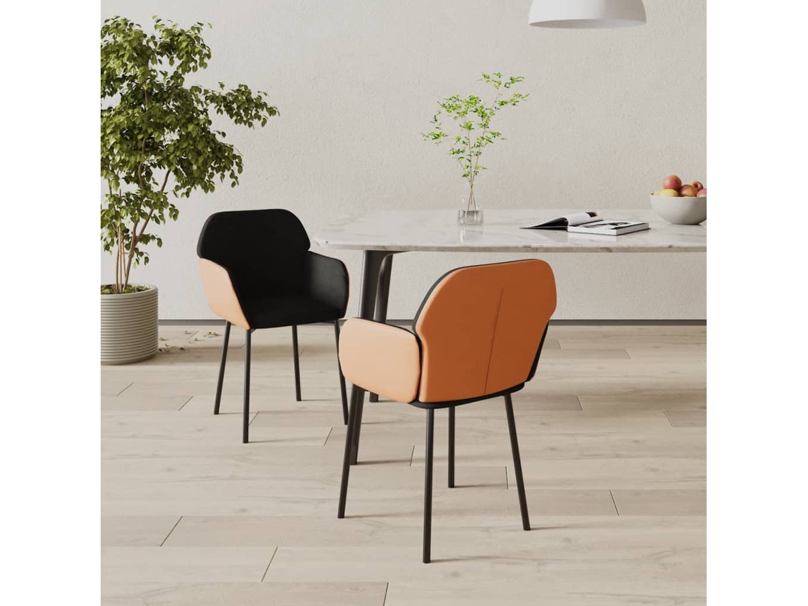 Vidaxl Cadeiras De Jantar 2 Pcs Tecido/couro Artificial Preto