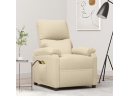 Vidaxl Poltrona Elevatória De Massagens Elétrica Tecido Creme