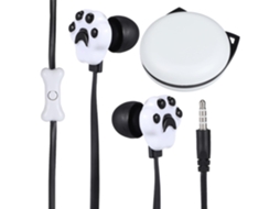 Fones De Ouvido Com Estampa Pata Gatinho Preto E Estojo Desenho