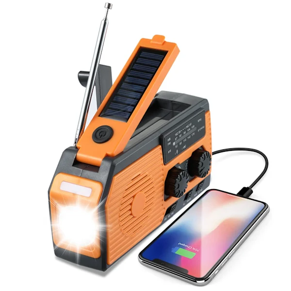 Rádio De Manivela Com Célula Solar, Lanterna E Bateria De 5000mah. Brilvibera