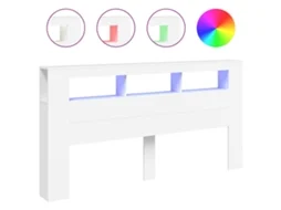 Cabeceira com luzes LED em madeira branca, exclusiva da Maison.
