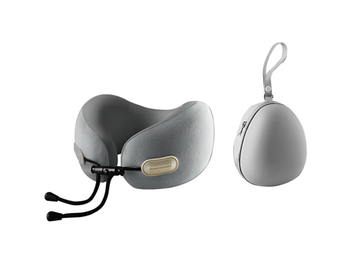 Travesseiro De Pescoço Em Espuma Viscoelástica Para Viagens, Travesseiro Ergonômico E Compacto Para Viagens De Avião, Carro E Longas Viagens, Cinza