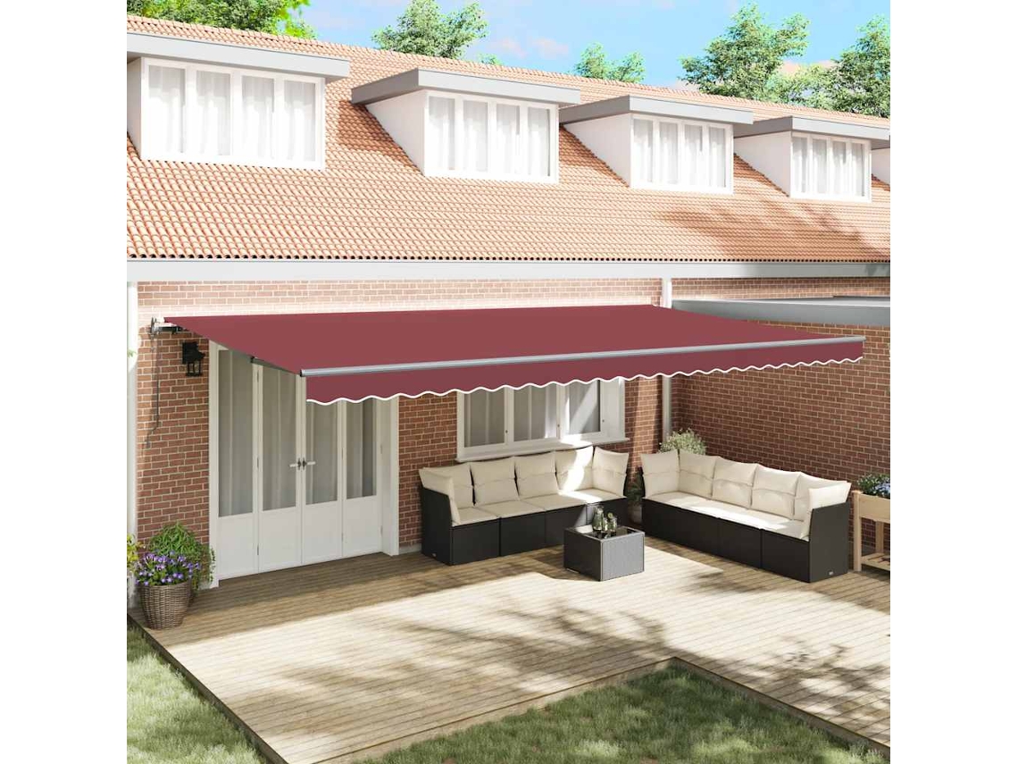 Vidaxl Toldo Retrátil Automático 600x300 Cm Bordô