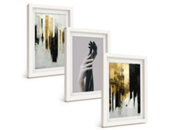 Composição De Quadros Padrões Abstratos Pintados À Mão Espelharte (3 Peças 20x30 Cm)