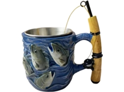 Caneca Temática De Pesca, Caneca Em Formato De Vara De Pesca