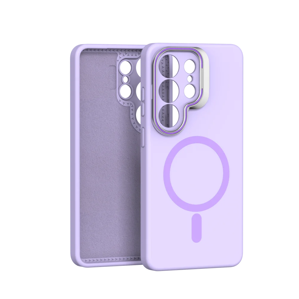 Capa Protetora De Silicone Líquido Magsafe (roxa) Para Galaxy S26 Plus Com Proteção De Lente Metálica.