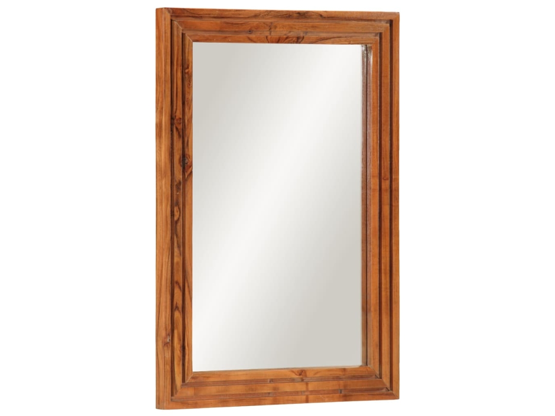 Vidaxl Espelho De Casa De Banho 50x70 Cm Acácia Maciça E Vidro
