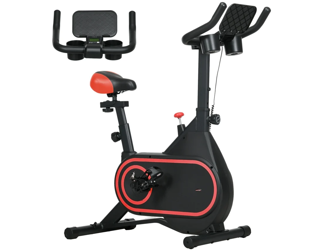 Bicicleta Estática com Ecrã LCD Assento Ajustável 112cm Vermelha S/MARCA