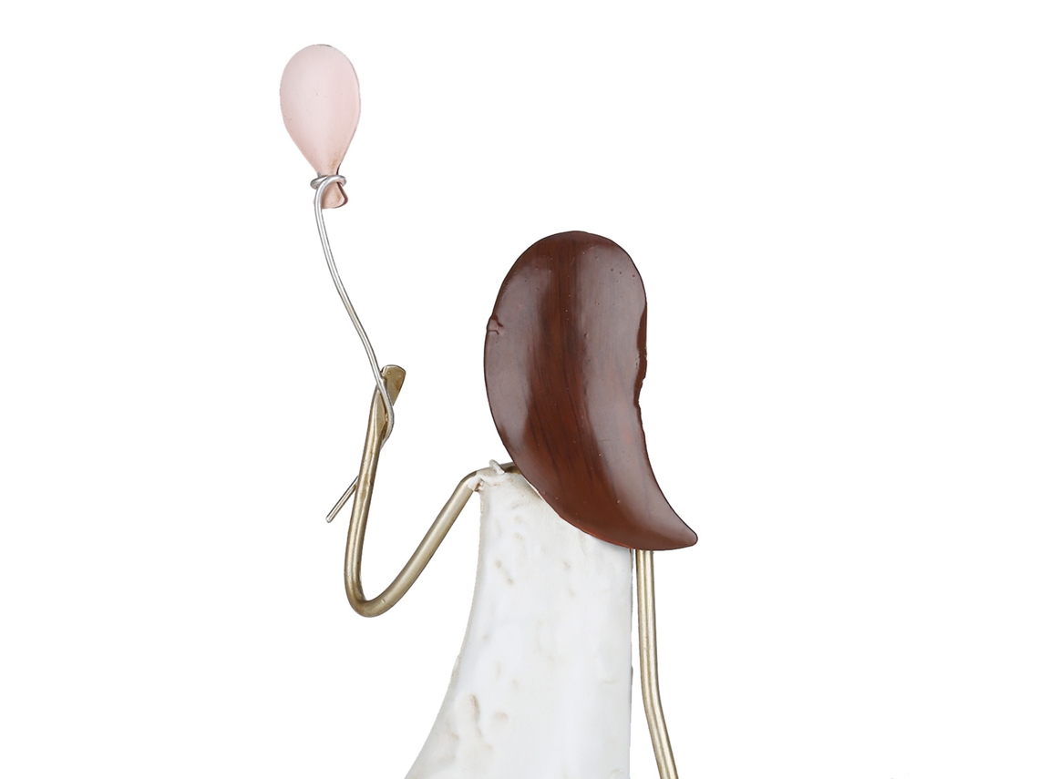 Estátua Menina com Balão Decoração Arte Ferro Moderna