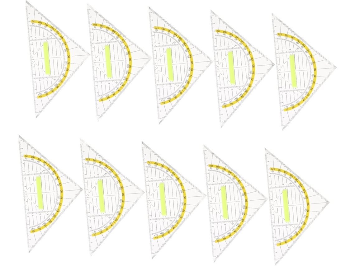 Conjunto De 10 Réguas Triangulares Multifuncionais Transparentes Com