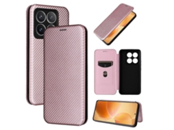 Capa De Celular Flip Em Couro Com Textura De Fibra De Carbono Para Xiaomi 17