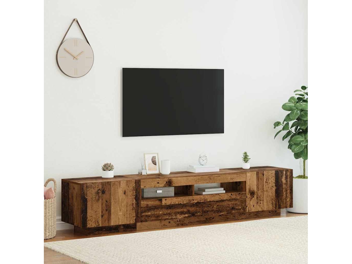 Vidaxl Móvel de Tv com Luzes Led Derivados de Madeira Madeira Velha