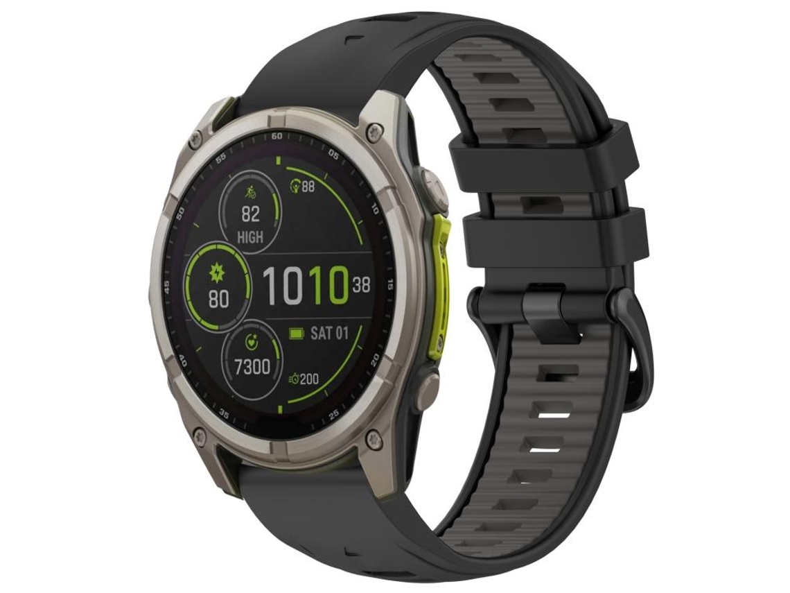 Bracelete para Garmin Silicone com Fivela de Aço de Liberação Rápida Duas Cores Preto e Cinza XIAOMOYU (20mm)