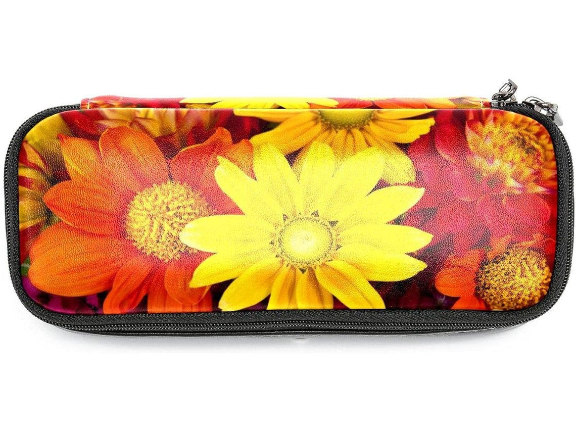 Estojo Lápis Gerbera Flor De Outono Grande Capacidade, Ideal Escola, Escritório, Adultos, Meninas E Meninos