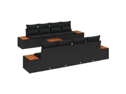 Conjunto 9 Móveis De Jardim Modernos Vidaxl Preto Vime Pe (55 X 55 X 37 Cm)
