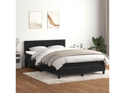Vidaxl Cama Box Spring C/ Colchão E Led 160x210 Cm Veludo Preto