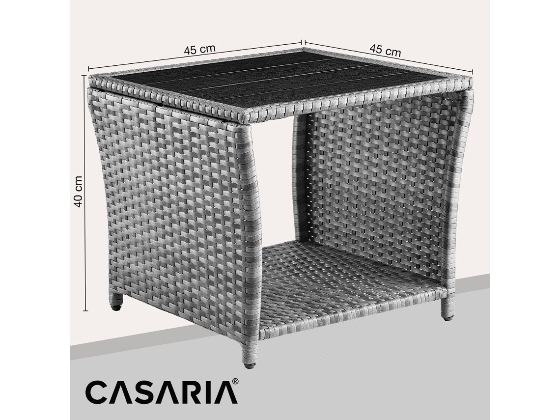 Mesa Lateral Cinza Em Polirratã Com Tampo Wpc Para Uso Interno E Externo