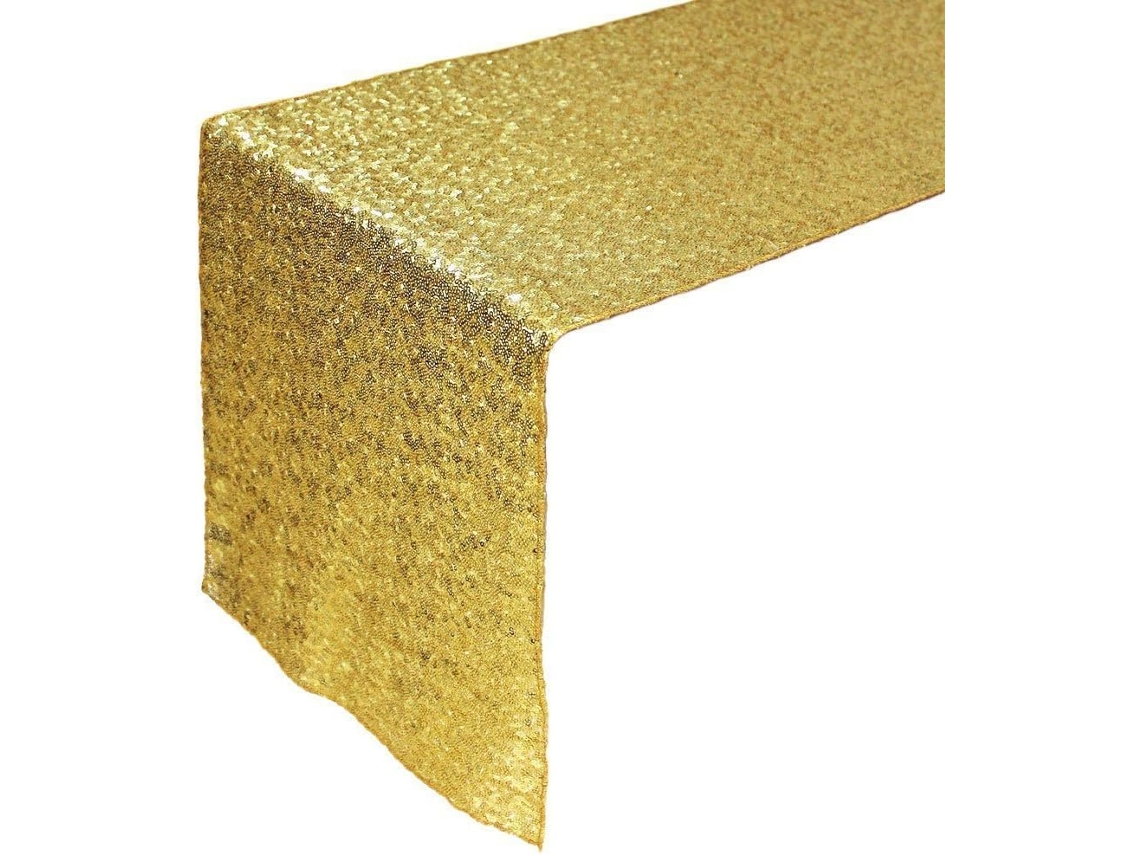 3 X 275 Cm Lindo Tecido de Festa de Lantejoulas Toalha de Mesa para Decoração de Festa de Casamento Ouro