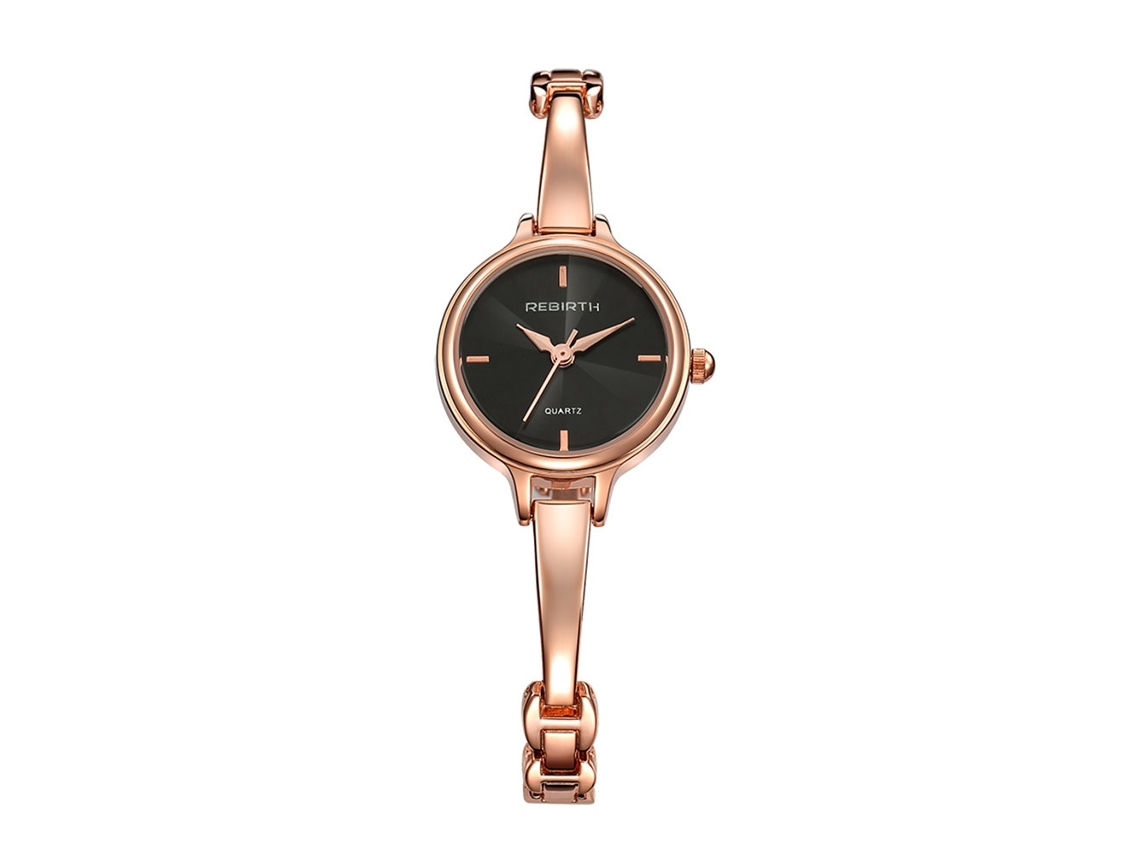 Relógio de Pulso Feminino Casual de Aço Pulseira Bangle com Movimento de Quartzo Preto
