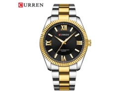 Relógio de Quartzo com Escala Romana, Pulseira de Aço Luminoso para Homens, Relógio de Negócios com Disco Solar MDUG (prata Preto)