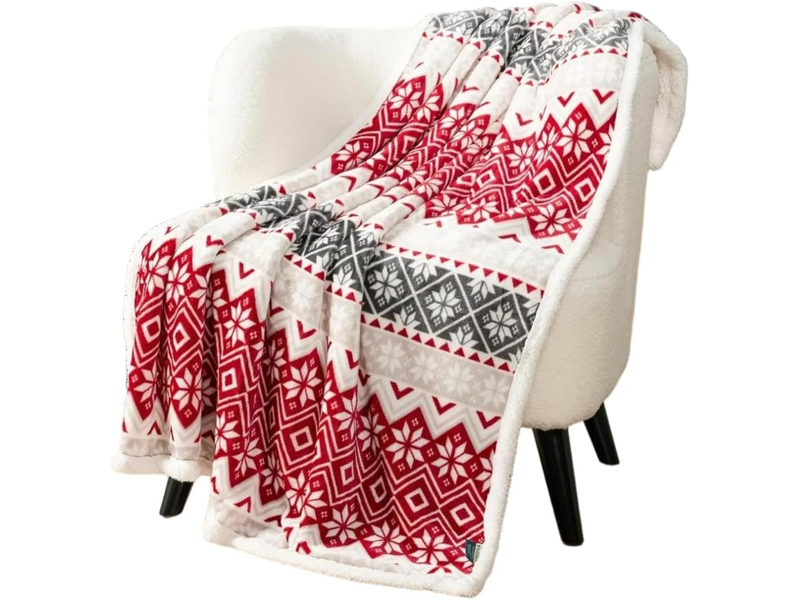 Manta de Inverno Syjym com Estampa Flocos Neve Natalinos Confortável e Multifuncional para Cochilos Flanela