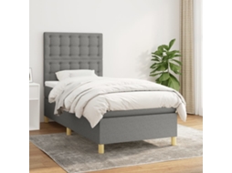 Vidaxl Cama Com Molas/colchão 100x200 Cm Tecido Cinza-escuro