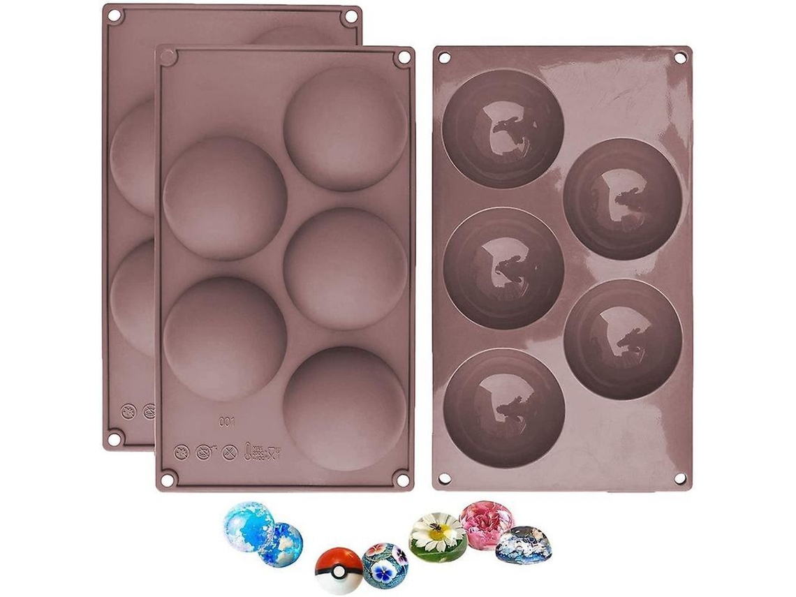 3 Moldes de Silicone Semicircular, Meia Esfera, para Chocolate, Doces, Gomas | S/MARCA