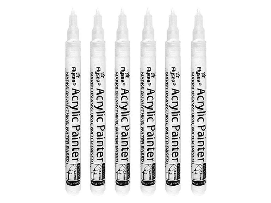 Flysea Fs 055 6 Pçs/conjunto Canetas De Tinta Acrílica Marcadores De Tinta Branca Para Vidro, Papel, Pedra Olysi Shop