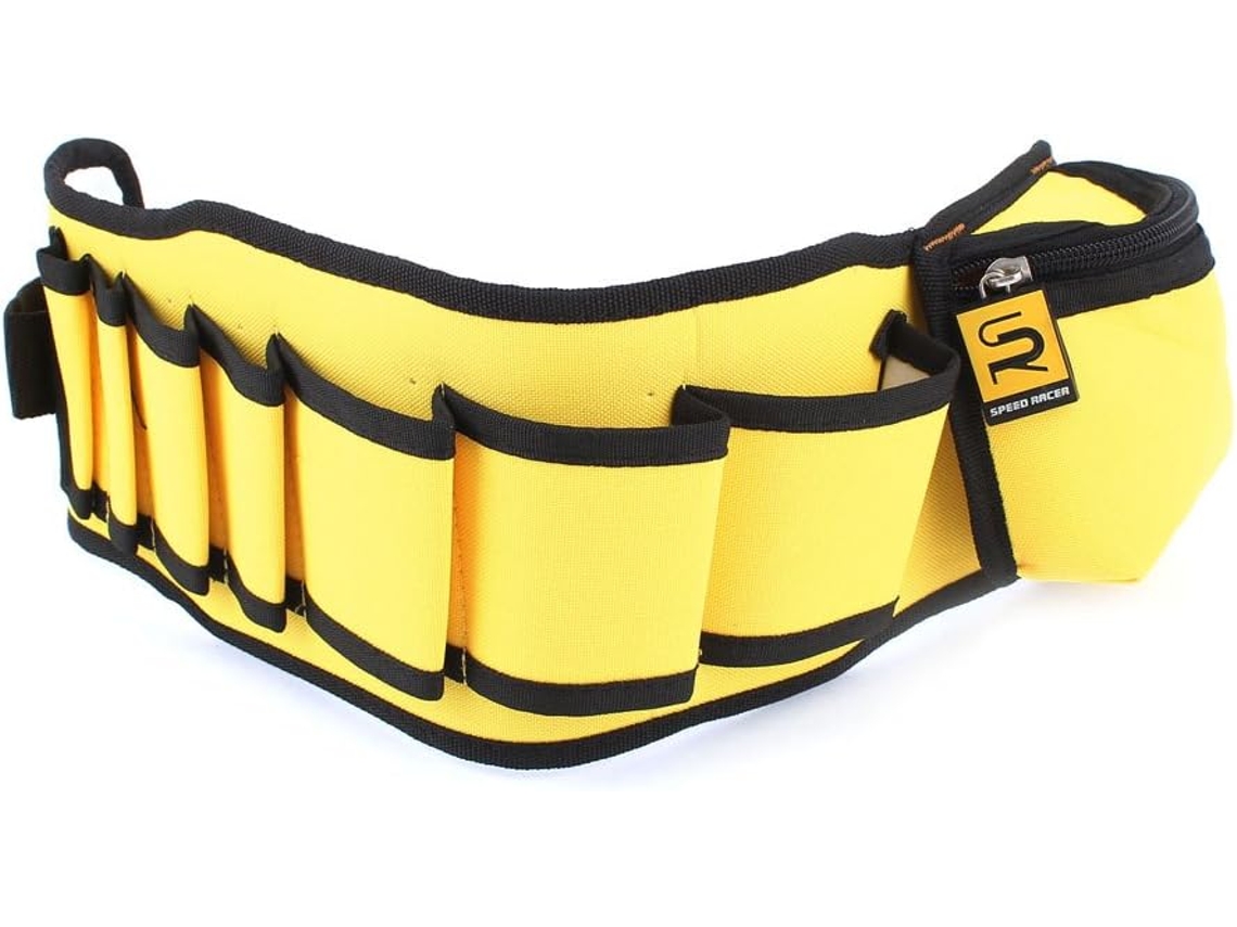 Bolsa para Ferramentas Amarela com Fivela Preta, Alça Ajustável em Nylon, Estojo para Cinto. CHABERLU