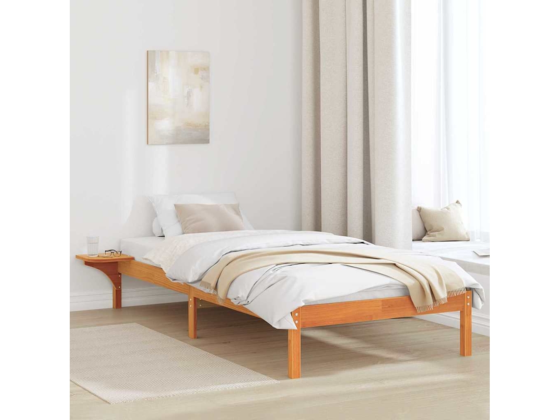 Vidaxl Estrutura Da Cama Marrom Cera 90 X 190 Cm