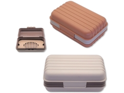 Conjunto de 2 Saboneteiras Portáteis AQUAFORGE, com tampas, branco creme e rosa salmão