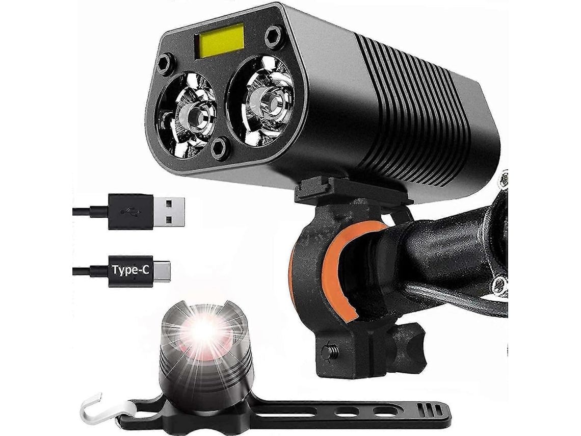 Lurelia Farol De Bicicleta De 5000 Lúmens Com 3 Leds, Super Brilhante, Dianteiro E Traseiro, Recarregável Via Usb, Com 6 Modos De Iluminação