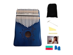Piano de Polegar 17 Teclas Design Animal Flor de Pêssego Madeira